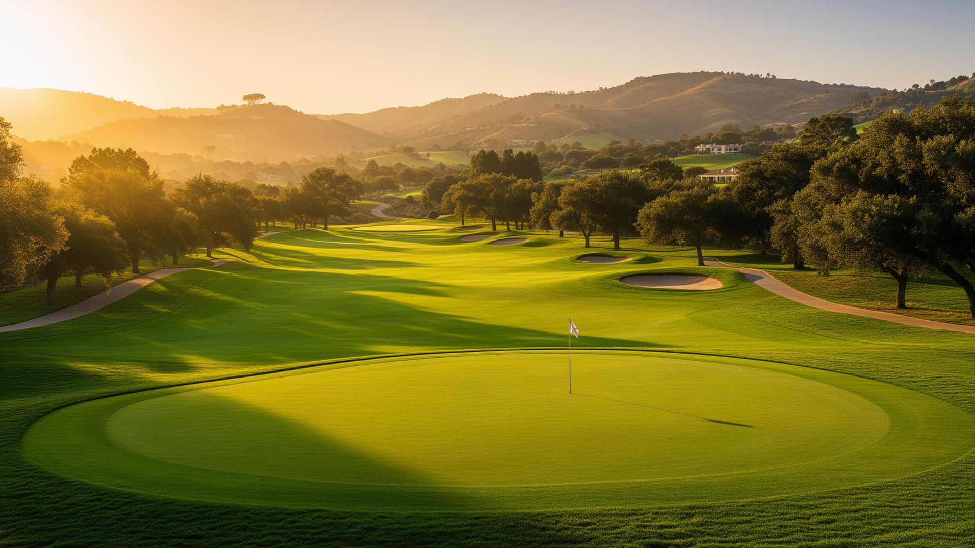 Golf course at golden hour